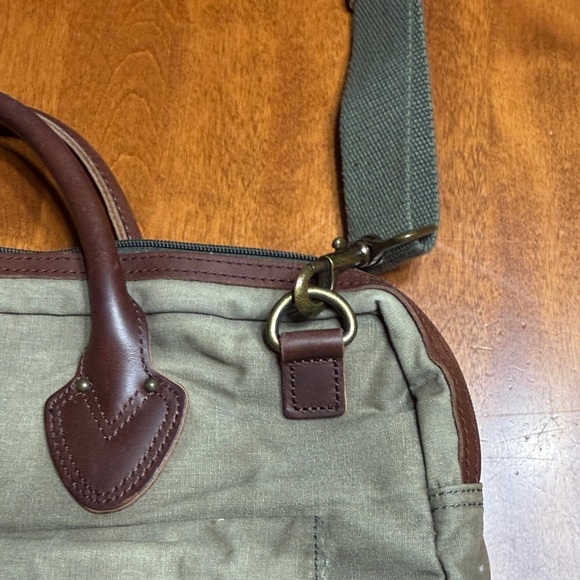 L.L. Bean Vintage Heritage Waxed Canvas Olive Green Briefcase/Laptop Bag - Picture 9 of 16